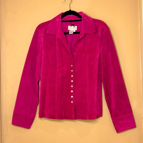 Vintage leather suede button up pink Barbie jacket Y2K - Picture 3 of 9